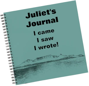 Modern Artistic Teal Mountain and Sea Fun Words Notebook